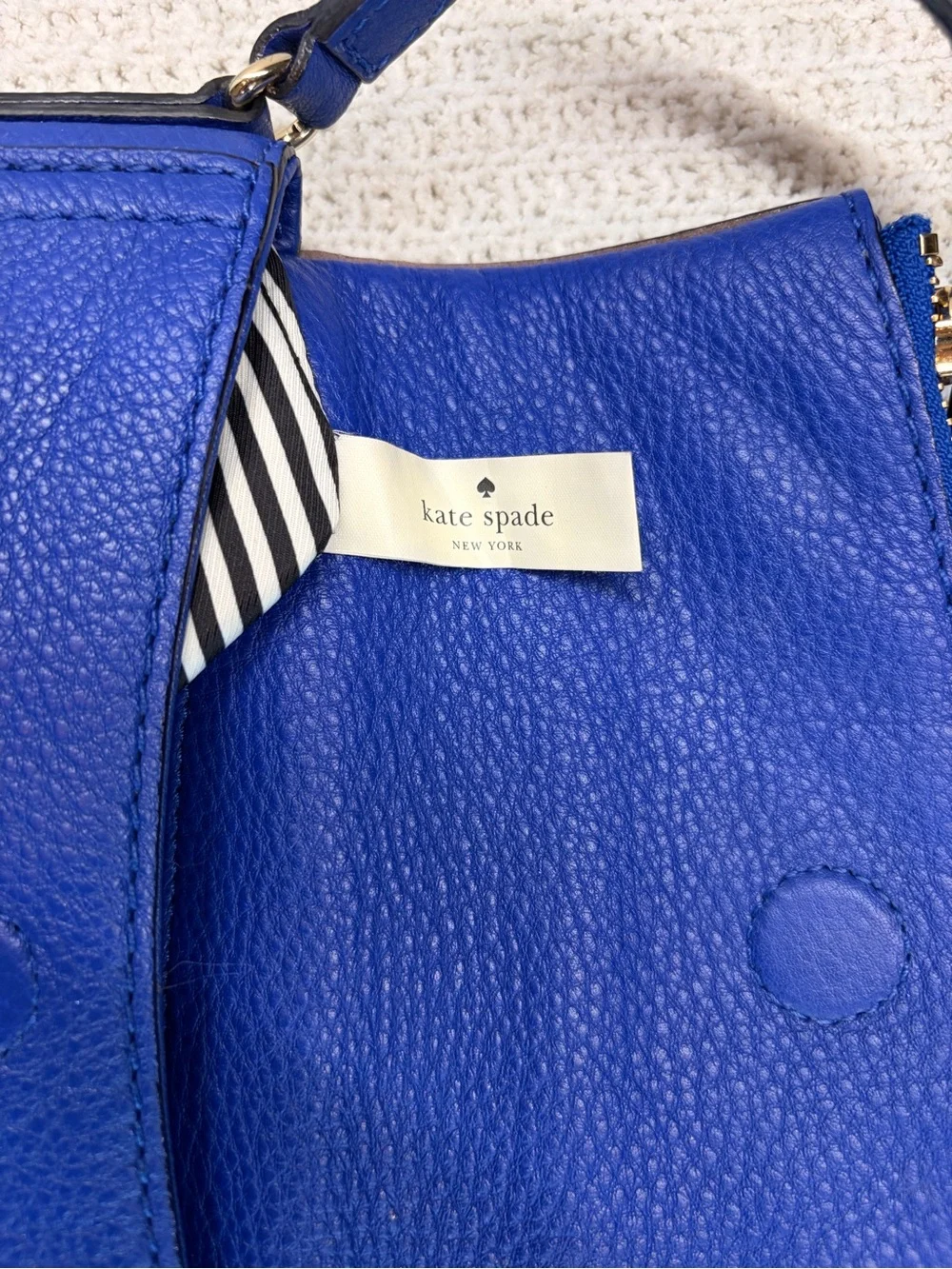 kate spade cobalt blue pebbled leather crossbody bag